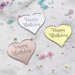 Adorno de Pastel de Acrílico en Forma de Corazón Hexagonal, Color Oro Rosa y Plata, con Grabado, para <span class=keywords><strong>Cumpleaños</strong></span>, Adorno de Cupcake, <span class=keywords><strong>Disco</strong></span> de Acrílico para Pastel, Día de la Madre - Product Image 4