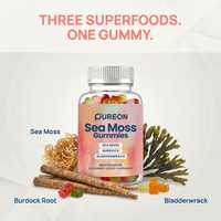Pureon 16-1 Gummies de Mousse de Mer pour la Réparation Articulaire avec Racine de Bardane et Fucus Vésiculeux – Complément pour Adultes, Soutien Immunitaire et Métabolisme