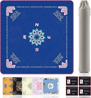 Tapis de mahjong personnalisé avec logo, réduction du bruit, imperméable, peint à la main, avec support en caoutchouc antidérapant, carré