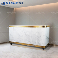 XINGPAI Hôtel Banquet Traiteur Restaurant En Acier Inoxydable Personnalisé Table De Buffet Mobile Avec Plateau En Marbre