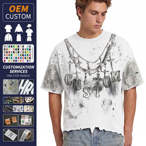 เสื้อยืดแขนสั้นทรงโอเวอร์ไซส์สไตล์วินเทจสตรีทแวร์ ผ้าฝ้าย 100% พิมพ์ลายดิจิทัล ขอบเสื้อแบบดิสเทรกชั่น ทรงบ็อกซี่ ดีไซน์เรโทร ลุคเก่าๆ สั่งผลิตได้ตามแบบ - Product Image 1
