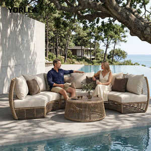 Canapé semi-circulaire <span class=keywords><strong>de</strong></span> <span class=keywords><strong>jardin</strong></span> moderne et bio, tissu résistant aux intempéries, fabricant OEM, directement <span class=keywords><strong>de</strong></span> l'usine - Product Image 2