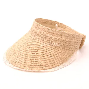 D D vente en gros mode et élégant chapeau de plage chapeau de sport raphia paille tresse chapeau de soleil casquette visière pour unisexe