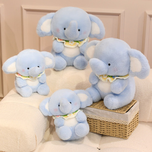 Heureux petit bavoir d'éléphant bleu en peluche mignon PP coton remplissage peluche jouet décoration compagnon poupée - Product Image 1