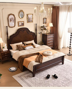 <span class=keywords><strong>Lit</strong></span> double en bois massif vintage américain Mobilier de chambre à coucher <span class=keywords><strong>Lit</strong></span> king Size <span class=keywords><strong>Lit</strong></span> 2 places - Product Image 5