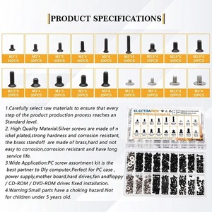 Juego de 360 tornillos Phillips de cabeza plana de acero inoxidable M2 M2.5 M3 KM, acabado negro, para ordenadores portátiles, gafas y otros dispositivos. - Product Image 4