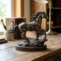 Statue de cheval en résine personnalisée en gros, finition bronze vintage, sculpture Mustang, décoration Feng Shui pour la maison, figurine animale