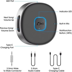 Hg thiết kế mới J33 phổ Bluetooth Receiver 3.5mm AUX không dây âm thanh Receiver được xây dựng trong mic Adapter rảnh tay Xe Bộ dụng cụ - Product Image 6