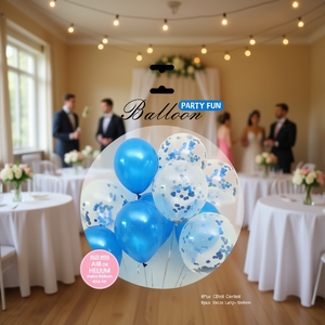 Globo de Fiesta de 12 Pulgadas, Azul con Confeti, de Látex, para Decoración de Bodas y Cumpleaños - Product Image 3