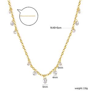 Stainless Steel Charm Flower <b>Necklace</b> Cute White <b>Pink</b> Purple Zircon 18K Gold Plated Wholesale Crystal Diamond <b>Necklace</b> for Women - Product Image 4