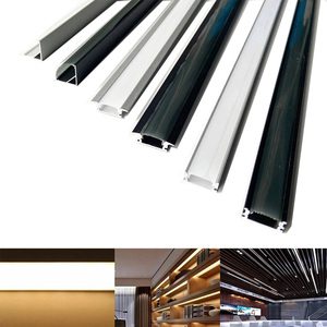 Silver Black Lot LED alumínio perfil <span class=keywords><strong>U</strong></span>/V/W forma 5050 2835 3528 LED Strip Bar canal branco/preto liga de alumínio - Product Image 1