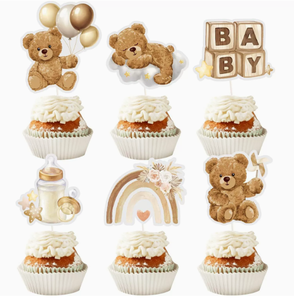 ตุ๊กตาหมีสีน้ำตาล DAMAI สำหรับตกแต่งเค้กในงานเฉลิมฉลองเปิดเผยเพศลูกชาย พร้อมการ์ดกระดาษ - Product Image 5