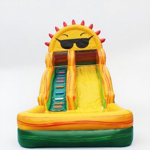 Phim hoạt hình thương mại mặt trời trượt bơm hơi với hồ bơi trượt nước lâu đài bơm hơi cho sân bên - Product Image 1