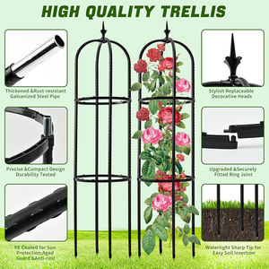 Arche de jardin en métal rose, <span class=keywords><strong>treillis</strong></span> de sécurité, support <span class=keywords><strong>pour</strong></span> plantes grimpantes en pot, style vertical, cadre à fleurs, balcon, jardin - Product Image 3