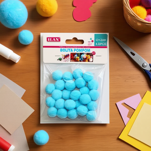 Palline Pompom ILAN 2.0 Cm Blu Cielo 25 Pezzi Decorazioni Artigianali - Product Image 3