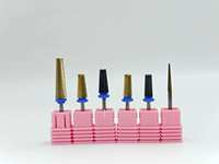 JadeNail Brocas de Carburo Cónicas Plateadas 5 en 1 de 5.0mm con Dientes de Corte Cruzado para Pulir Puntas de Uñas Acrílicas, Uso para Mano Izquierda/Derecha