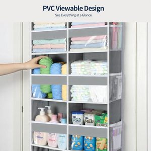 Organisateur de porte en acier inoxydable à 6 niveaux et 12 compartiments, robuste et multifonctionnel, pour installation par crochets sur porte - Product Image 4