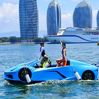 Bateau à réaction aquatique 5 places, type supercar flottante, 115 CV, certifié CE EPA, vitesse 50 km/h, capacité >500 kg, idéal pour la location en station balnéaire.
