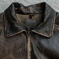 Blouson en cuir microfibre vieilli et délavé sur mesure OEM pour homme, style motard classique, zippé, avec bordure côtelée