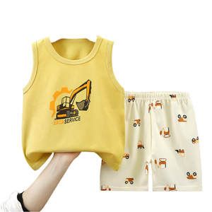 Colete Infantil de Verão em Uma Peça, 100% Algodão, Estampado, Jaqueta de Pijama Casual para Crianças - Product Image 1