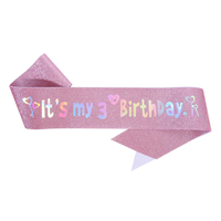 Ensemble d'anniversaire rose pour filles, couronne, bandeau, kit de déguisement, accessoires de fête d'anniversaire