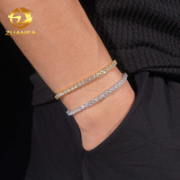 Expédition depuis Entrepôt USA – Chaîne et Bracelet Tennis en Argent Massif 925, 3 mm, Style Hip Hop Iced Out, Diamants Moissanite VVS1