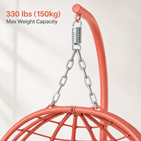 Fauteuil suspendu en rotin pour balcon avec support, robuste, capacité de charge de 330 lb, résistant aux intempéries, en osier, conforme à la norme EN 16139