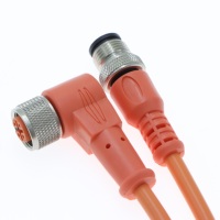 Connecteur circulaire M12 personnalisable, câble M12 orange surmoulé, multi-contacts 2 à 12 broches, assemblage de câble circulaire industriel personnalisé