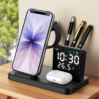 5-in-1 oplaadstation voor slaapkamers, snellader met houder voor iPhone 17, 16, 15, 14, 13, 12 Pro Max en AirPods