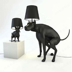 Lampe de sol LED en tissu résine, motif simple, pour salon, hôtel, club, animal, petit chien noir, lampe de <span class=keywords><strong>table</strong></span> pour salon, E27 - Product Image 1