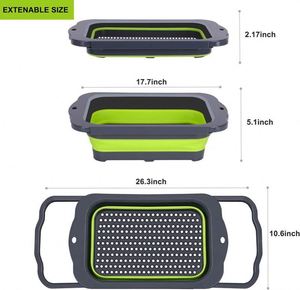 Passoire pliable et rétractable en silicone pour évier et panier d'égouttage - Product Image 5