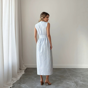 Elegante Abito Estivo Stile Francese 2026 con Scollo a V, Vita Plissettata e Spacco, per <span class=keywords><strong>Donna</strong></span> - Vendita all'Ingrosso da Fabbrica OEM - Product Image 2