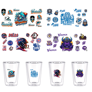 Gobelet à bière DIY sur le thème du rugby de 400 ml avec autocollants UV, <span class=keywords><strong>verre</strong></span> borosilicate à double paroi, gobelet créatif pour les fans de sport, pour les bars sportifs et les fêtes - Product Image 3