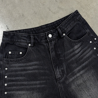 EDO OEM ODM Fabricant de Denim Personnalisé Éco-responsable Mokey Wash Streetwear Vintage Jorts Shorts en Jean avec Strass pour Hommes