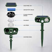 Répulsif Solaire Ultrasonique à Angle Réglable, Son Ultrasonique et Lumière LED Clignotante pour l'Extérieur, Dissuasion des Nuisibles et Animaux Sauvages