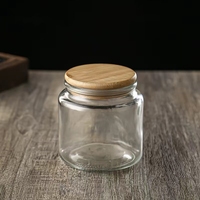 Bocaux de stockage d'aliments transparents de cuisine en verre hermétique rond Hotsale avec couvercle d'ambiance