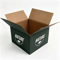 Cajas de Cartón Corrugado Rígido Ecológicas y Sostenibles con Motivo de Hojas Blancas para Envío de Alimentos Orgánicos y Embalaje de Regalos