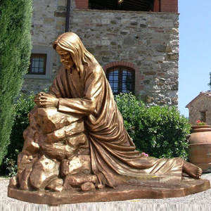 Iglesia religiosa occidental decoración tamaño real bronce fundido oración <span class=keywords><strong>Cristo</strong></span> Dios Jesús estatua - Product Image 1
