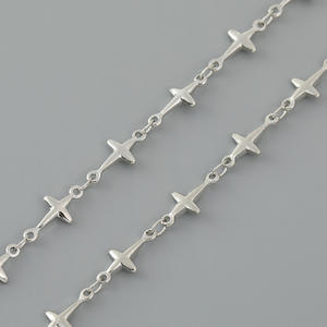 Cadena de cadena puntiaguda hecha a mano, accesorios de collar, cadena de estrella chapada en oro, venta al por mayor, cadena cruzada, pequeña estrella - Product Image 5