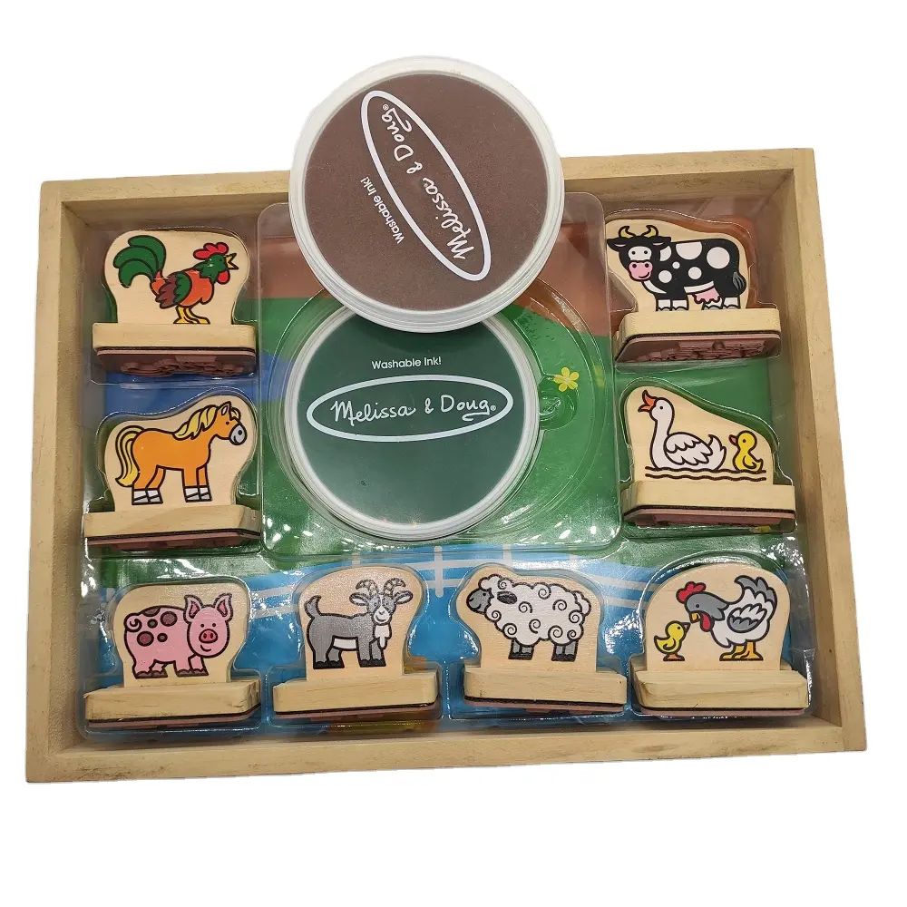 Personalizado de los niños de juguete de madera de los animales de sello de goma