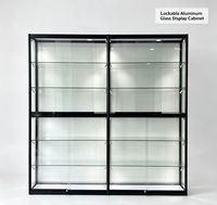 Vitrine en verre verrouillable, cadre en alliage d'aluminium avec éclairage LED, vitrine de vente au détail en verre trempé