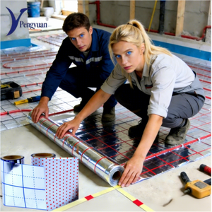 Film d'aluminium pour chauffage par le <span class=keywords><strong>sol</strong></span>, trois couches BOPP-AL-BOPP (50 m²/rouleau), 0,06 mm, marquages - Product Image 1