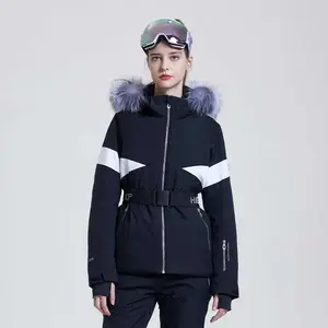 Jaket salju musim dingin wanita, mantel parka Ski lapisan 10000 Mm tahan air