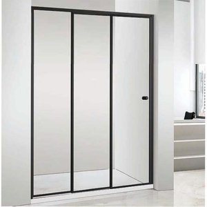 WANJIA-Puerta corrediza de cristal para ducha de baño con marco de aluminio negro de alta calidad - Product Image 2