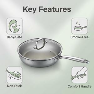 Sartén <span class=keywords><strong>de</strong></span> Titanio y Cerámica Antiadherente, Sartén <span class=keywords><strong>de</strong></span> Hierro Fundido con Tapa, Compatible con Inducción, Apta para Alimentos, No Tóxica, Utensilios <span class=keywords><strong>de</strong></span> Cocina para el Hogar - Product Image 2