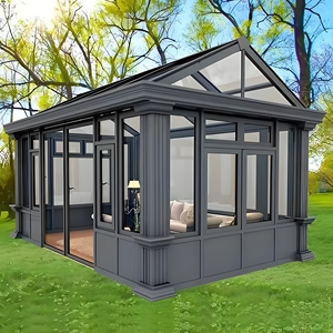 Moderne Quatre Saisons Terrasse <span class=keywords><strong>Chambre</strong></span> <span class=keywords><strong>d</strong></span>'invité Extérieur Hiver Soleil Aluminium Acier Cadre Triangle Toit Plat Moulure - Product Image 2