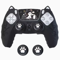Nouveau mignon étui de protection en silicone pour contrôleur de jeu PS5 étui souple joystick couvercle capuchon touchpad ensemble d'autocollants