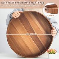 Grand plateau de service en bois irrégulier de 20 pouces avec poignées, plateau de table basse ottoman moderne, plat décoratif jetable pour cuisine