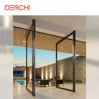 Porte extérieure Serrure intelligente moderne Robuste à rupture thermique Grande porte pivotante en aluminium à double entrée en verre