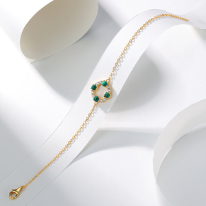 Bracelet à breloques en argent sterling 925 plaqué or jaune 18 carats Silver City Custom, bijoux superposés avec malachite CZ pour cadeau ou fête - Product Image 5